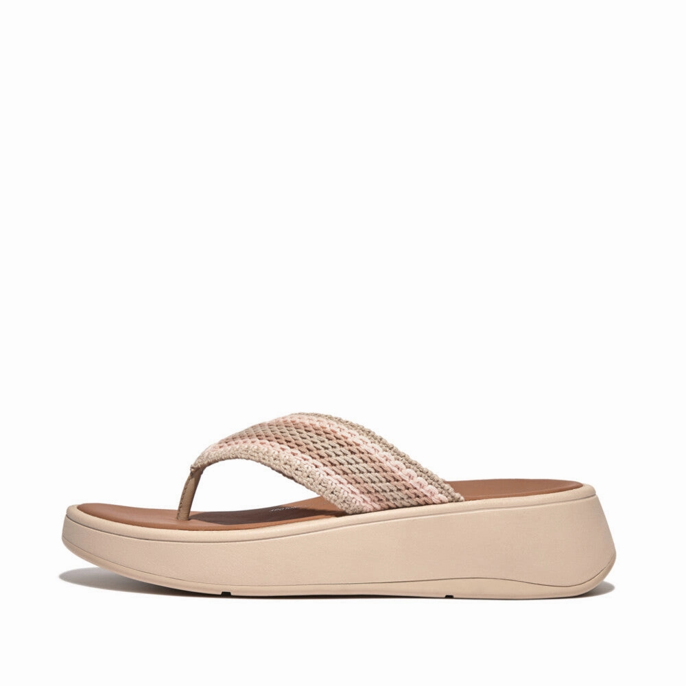 FitFlop F-MODE CROCHET FLATFORM TOE-POST SANDALS
