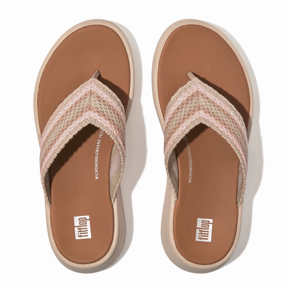 FitFlop F-MODE CROCHET FLATFORM TOE-POST SANDALS