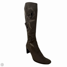 Floral Appliqué Suede Tall Boots By Sesto Meucci In Brown, Size: 9