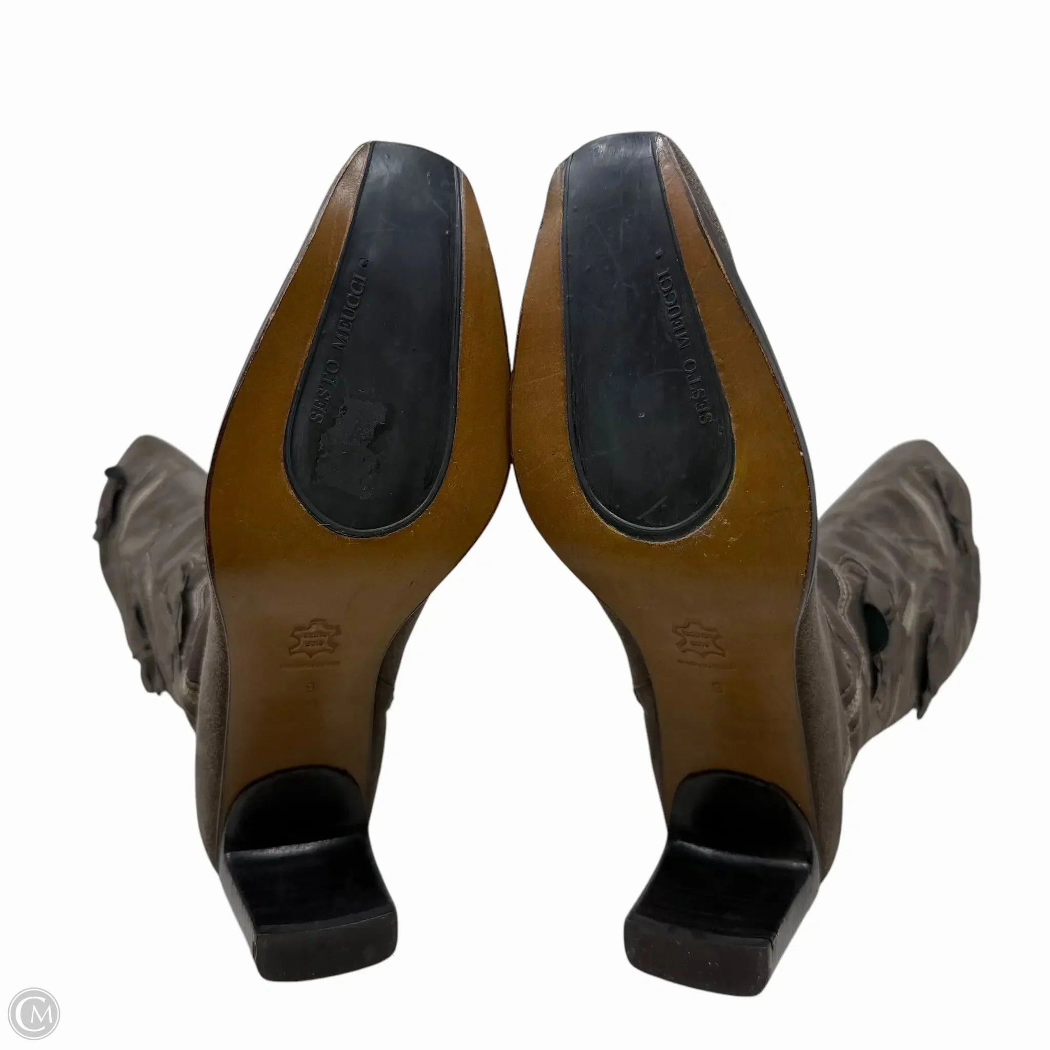 Floral Appliqué Suede Tall Boots By Sesto Meucci In Brown, Size: 9