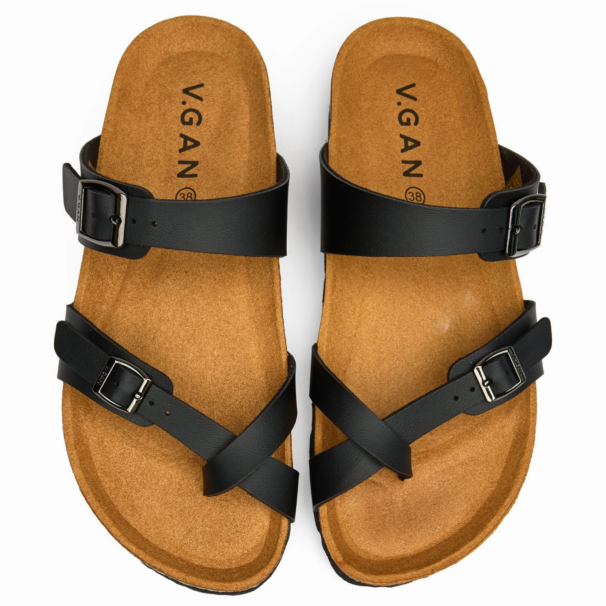 Garlic Women's Comfort Vegan Leather Footbed Sandals | Black