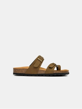 Garlic Women's Comfort Vegan Leather Footbed Sandals | Brown