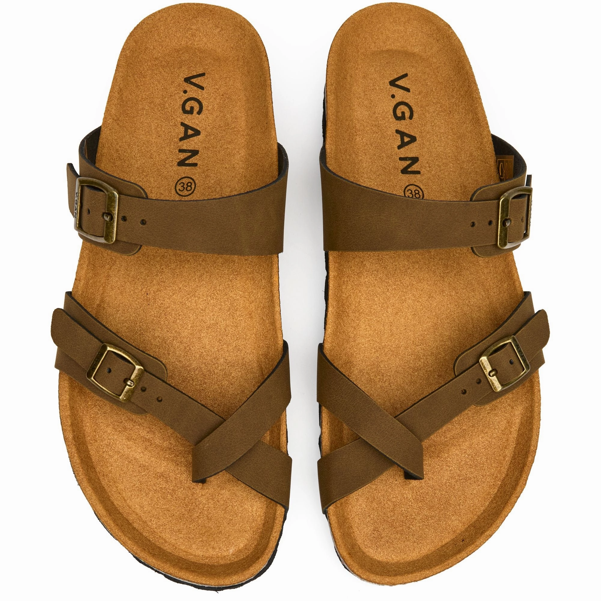 Garlic Women's Comfort Vegan Leather Footbed Sandals | Brown