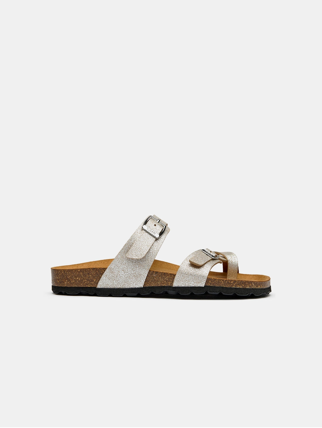 Garlic Women's Comfort Vegan Leather Footbed Sandals | Metallic