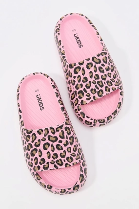 Girls Cheetah Print Sponge Slide