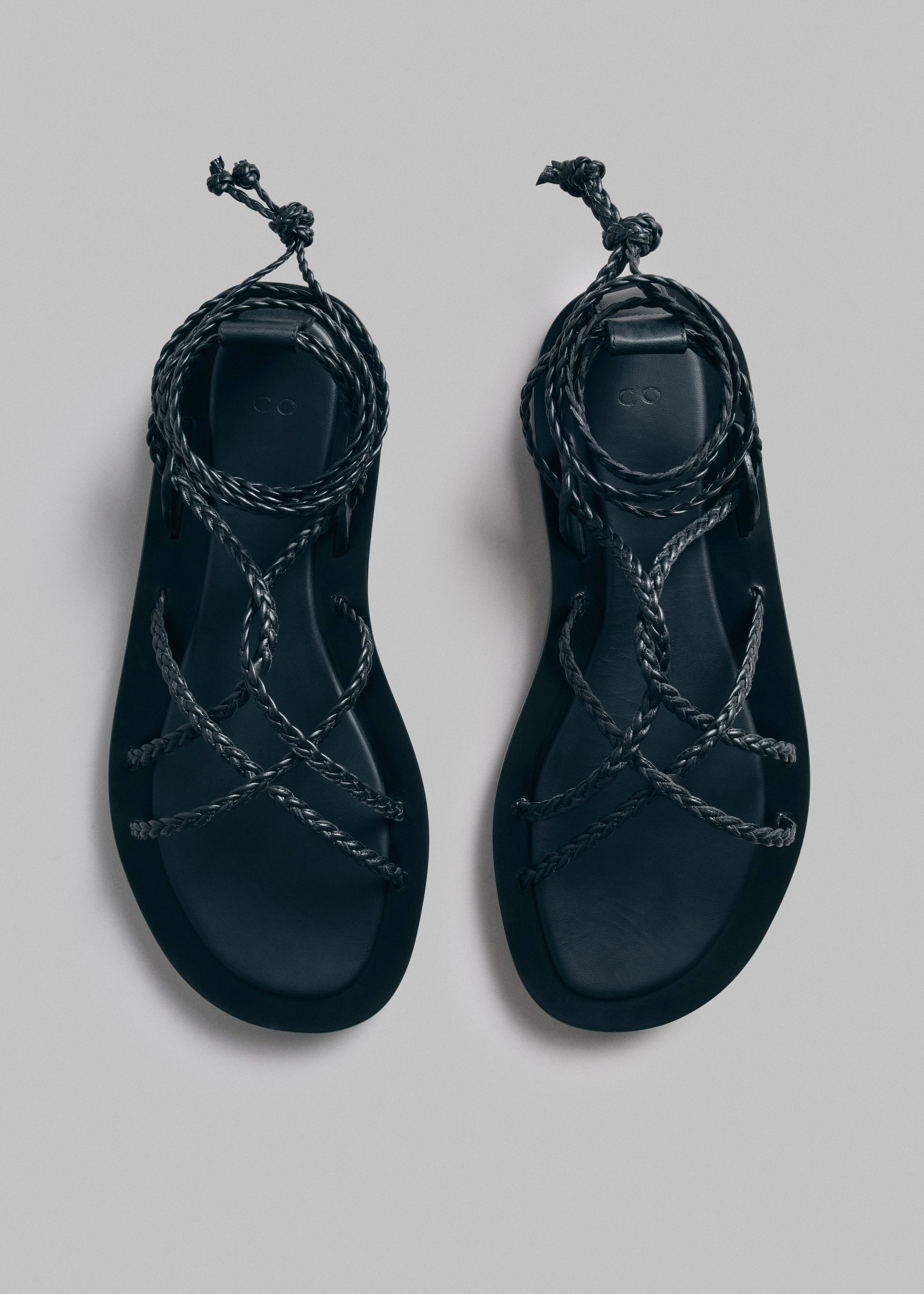 Gladiator Rope Sandal in Leather - Black