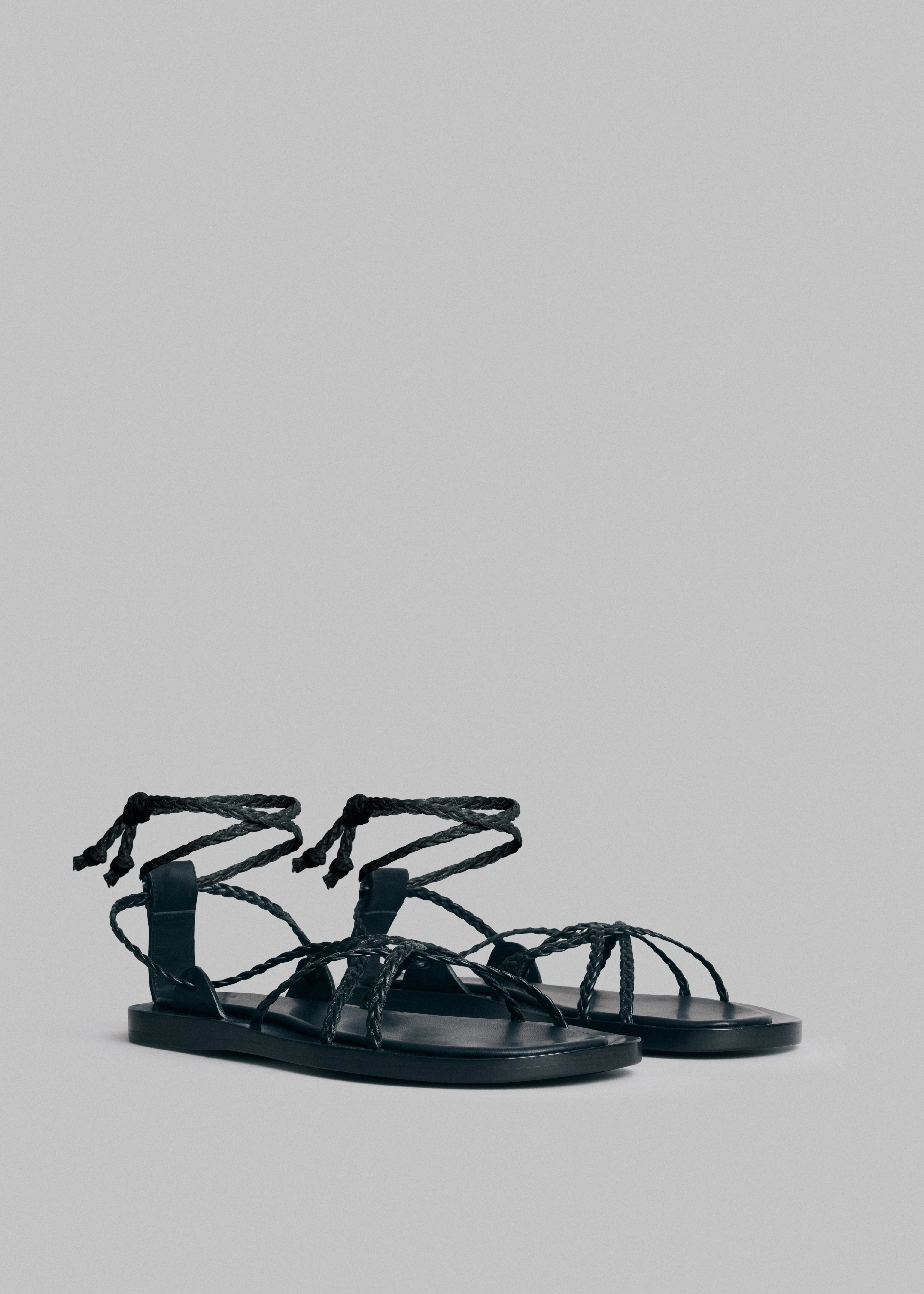 Gladiator Rope Sandal in Leather - Black