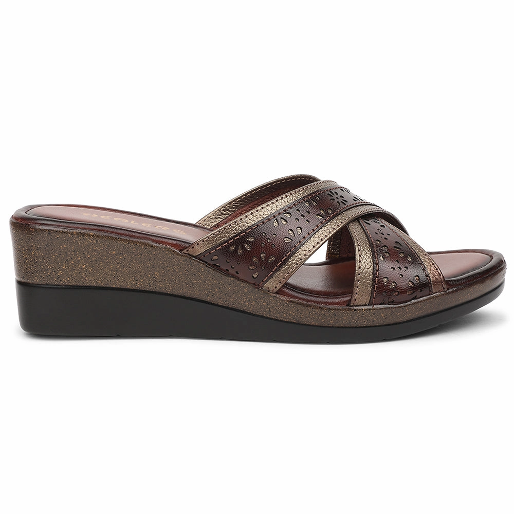 Healers Golden Casual Wedge Heel Sandal For Women TLO-102 By Liberty