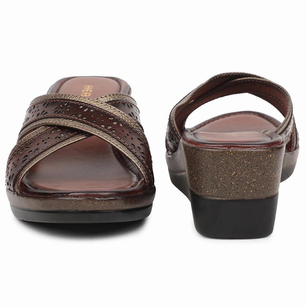 Healers Golden Casual Wedge Heel Sandal For Women TLO-102 By Liberty