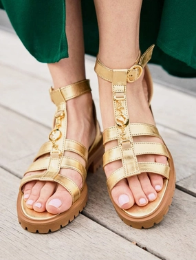 Hyacinth Recycled Vegan Leather Sandals | Gold