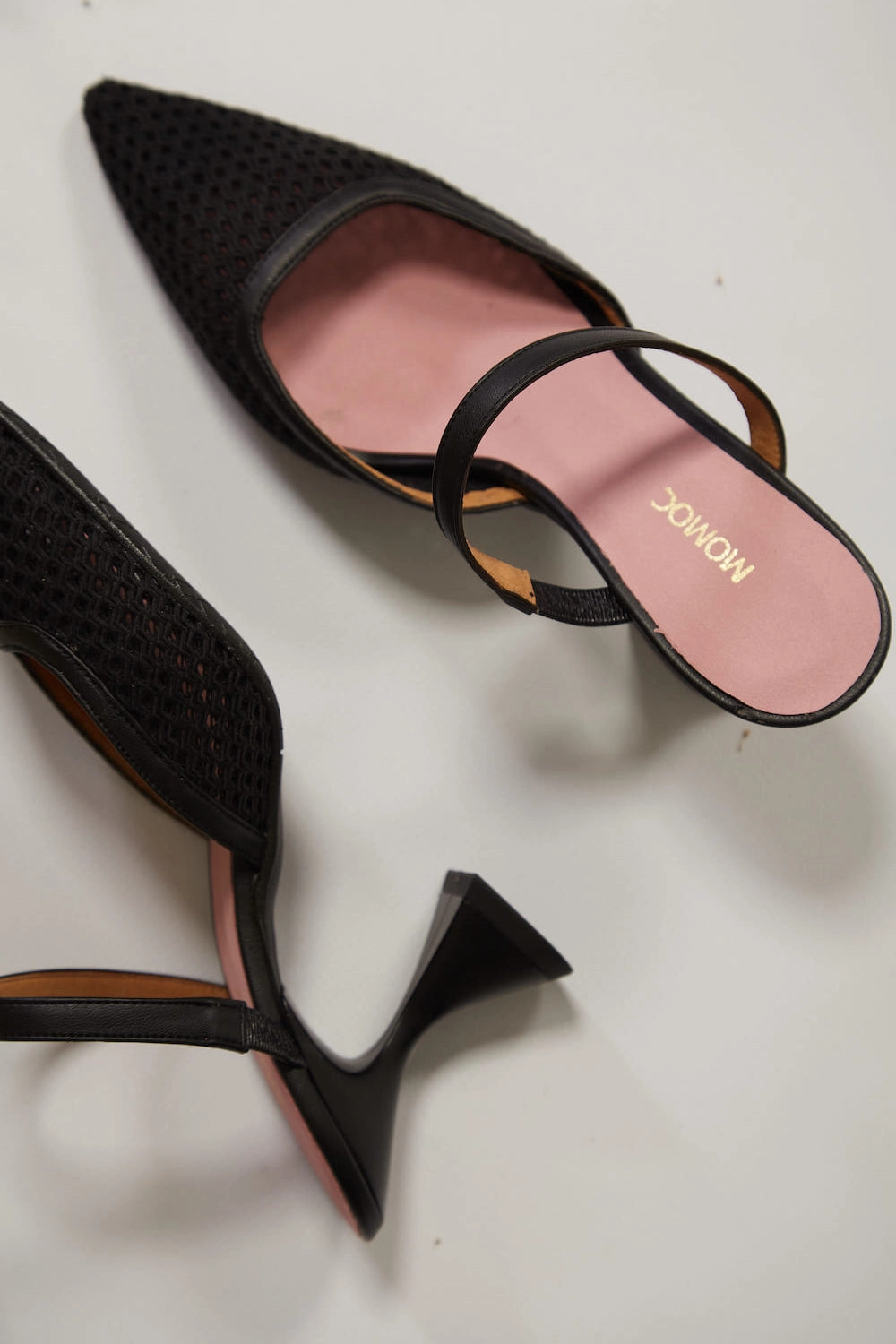 Ibiza Cotton Mesh Pointed Heels | Black