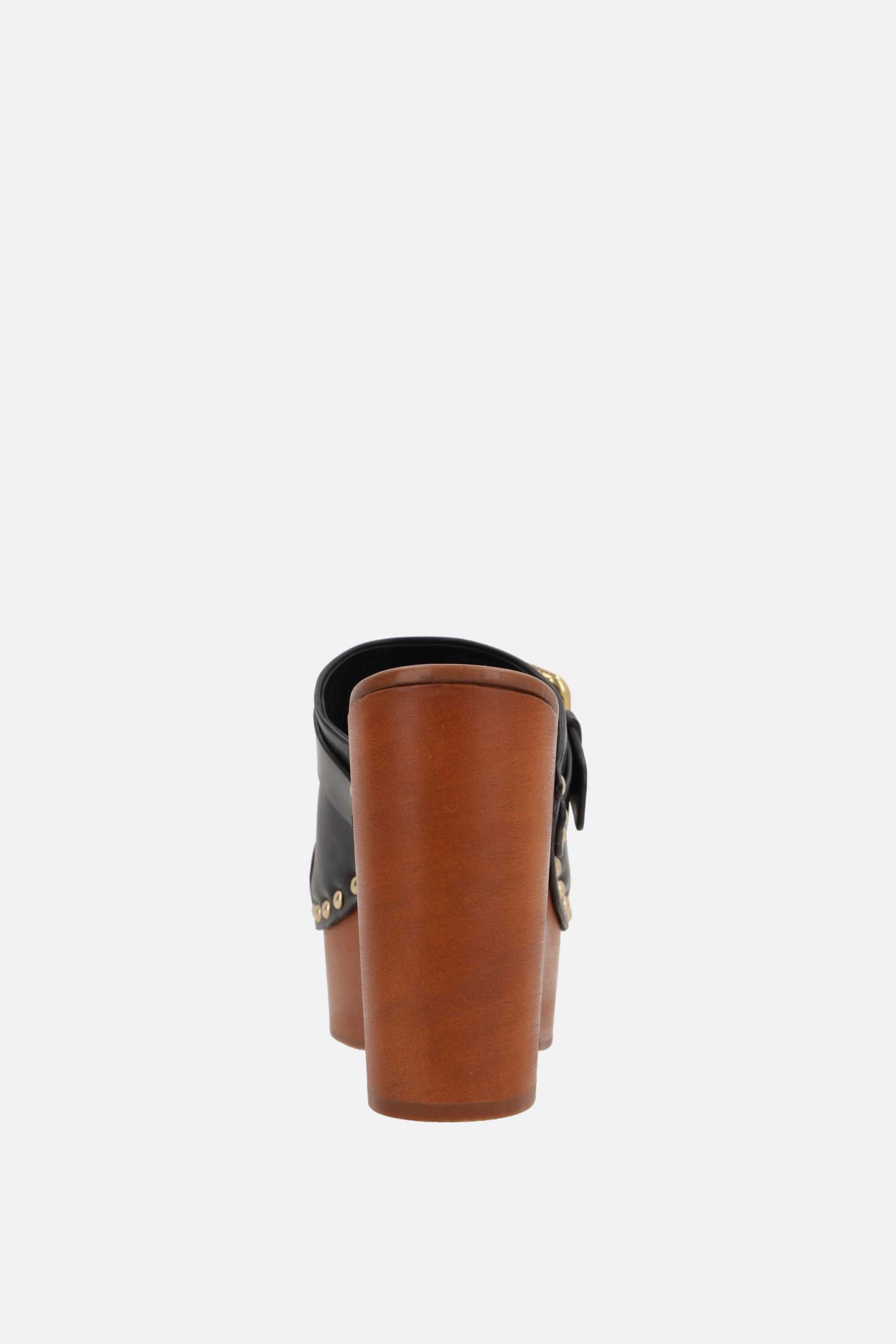 Jeanette smooth leather platform clogs