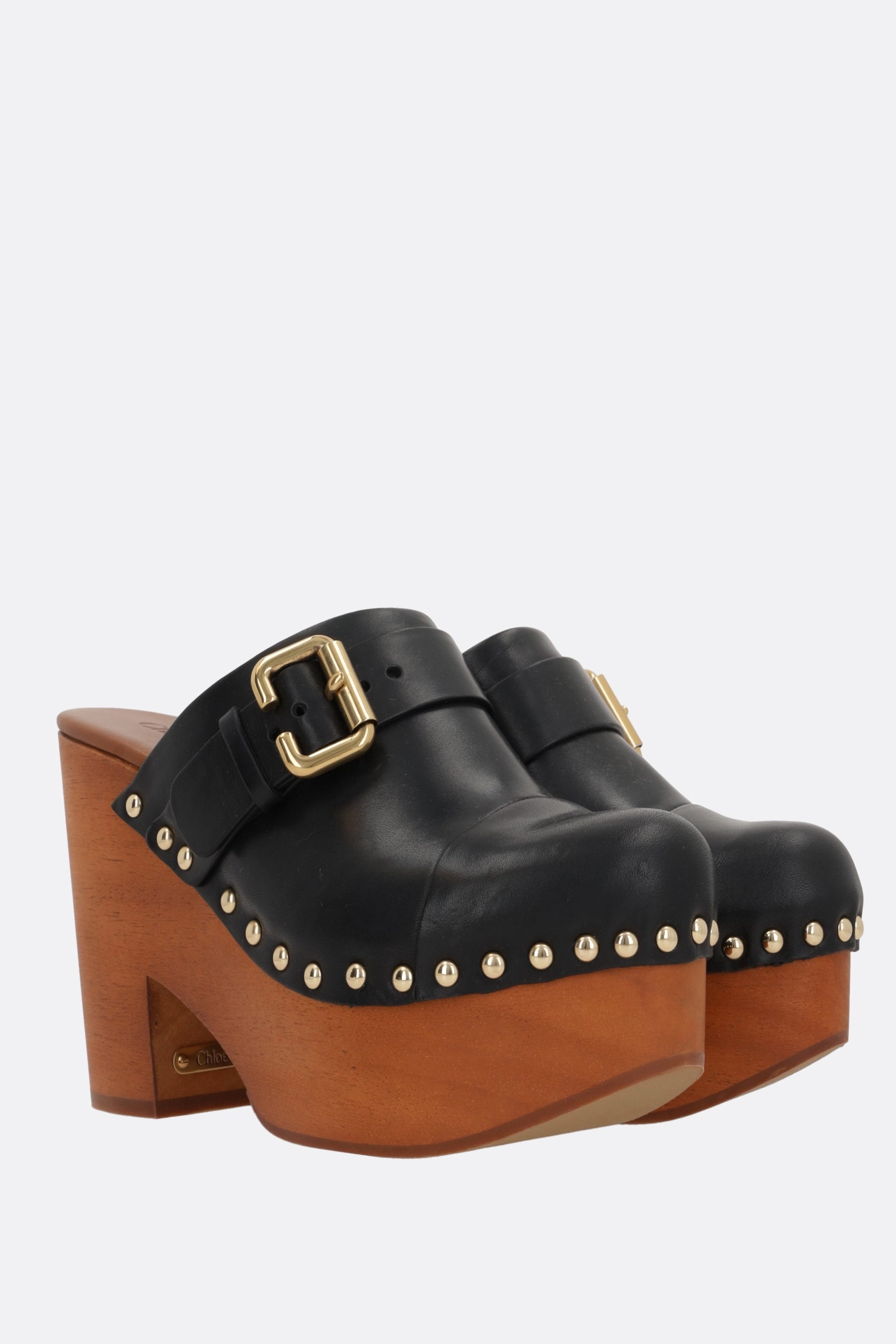 Jeanette smooth leather platform clogs