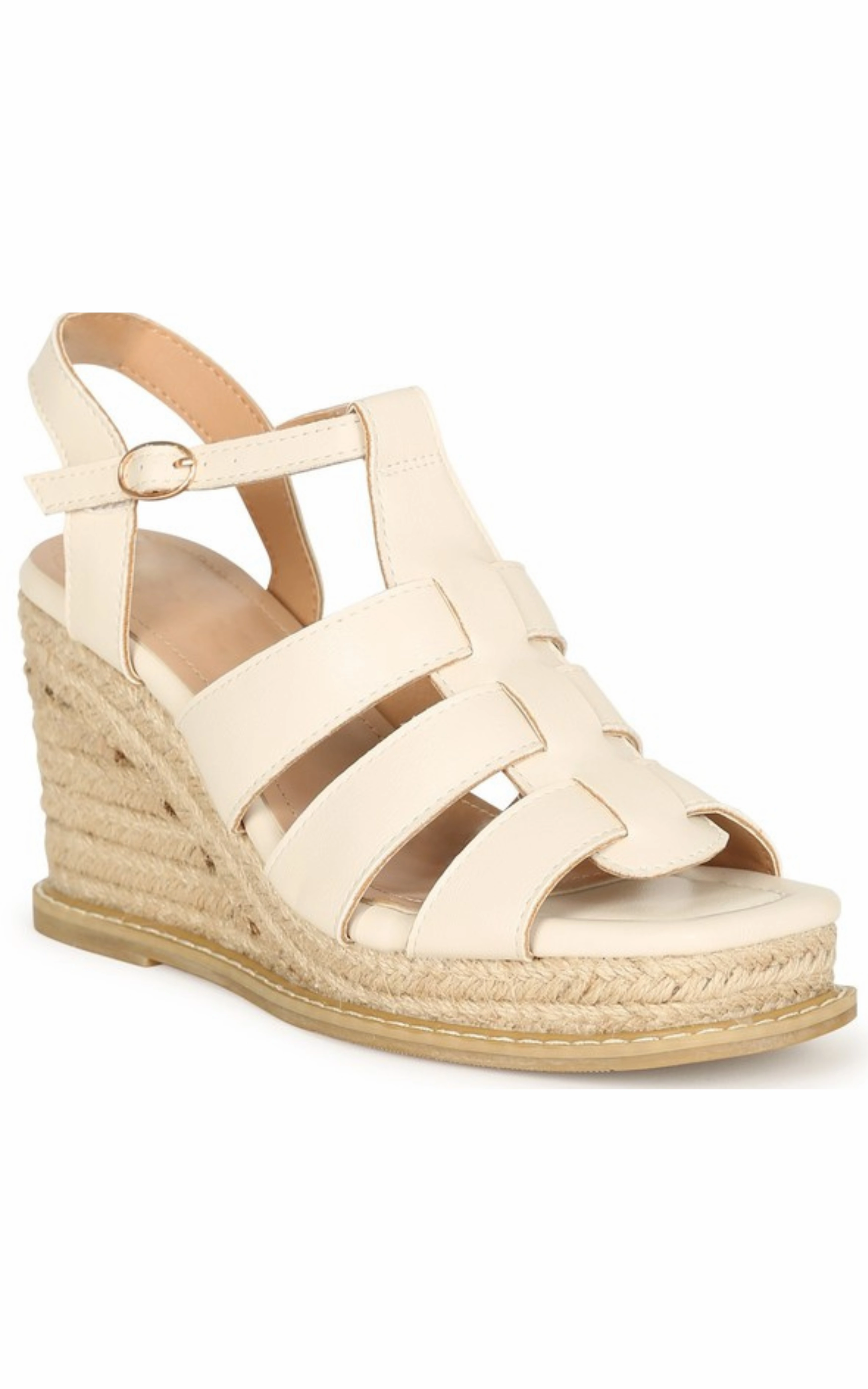 Kattie Beige Platform Wedge Sandals - Final Sale