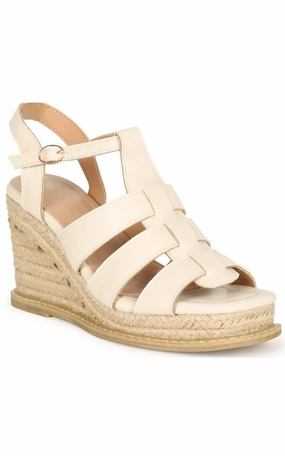 Kattie Beige Platform Wedge Sandals - Final Sale