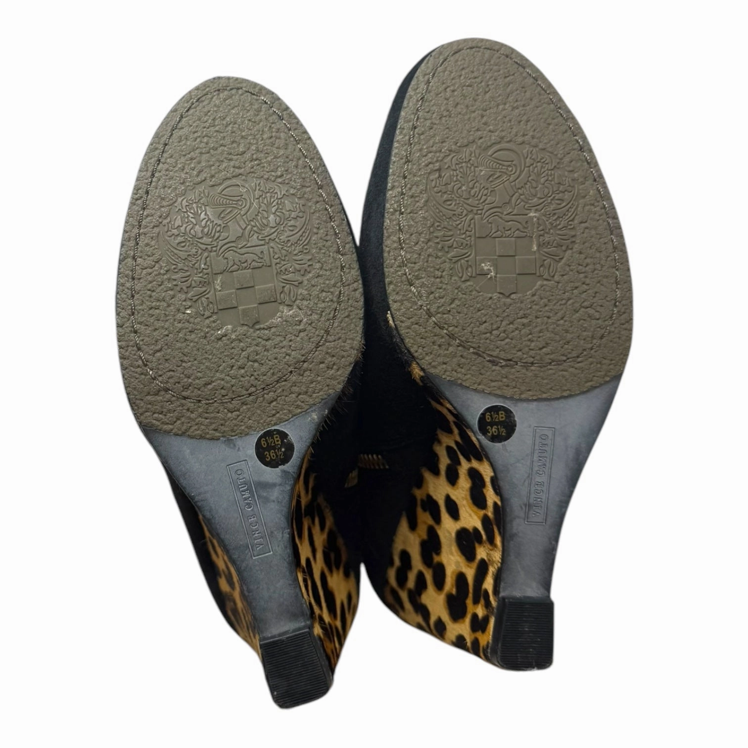 Kemper Leopard Wedge Suede Boots By Vince Camuto In Black & Brown, Size: 6.5 B