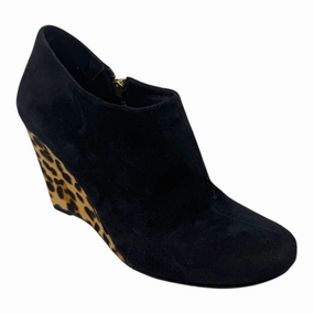 Kemper Leopard Wedge Suede Boots By Vince Camuto In Black & Brown, Size: 6.5 B