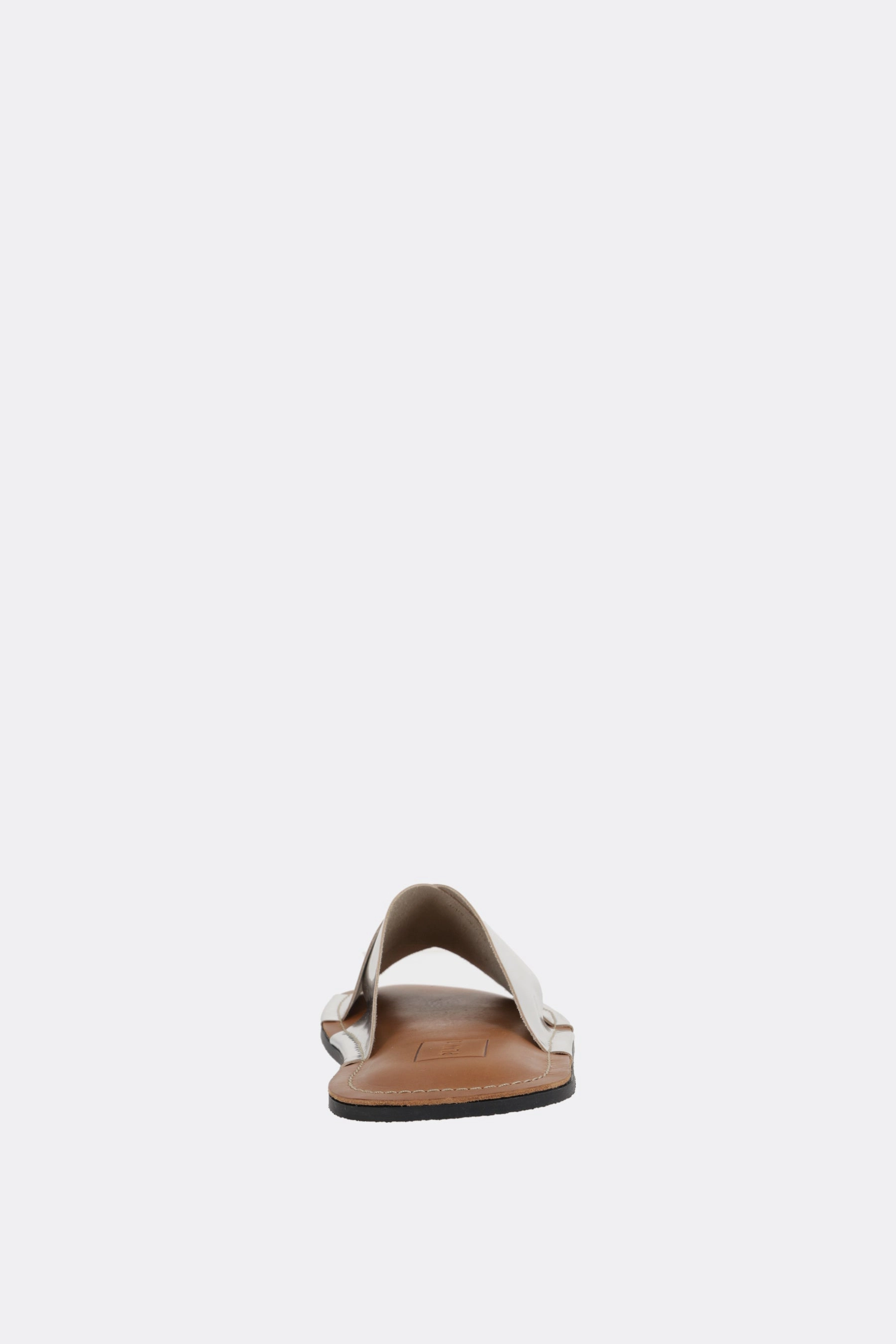 laminated leather slide sandals