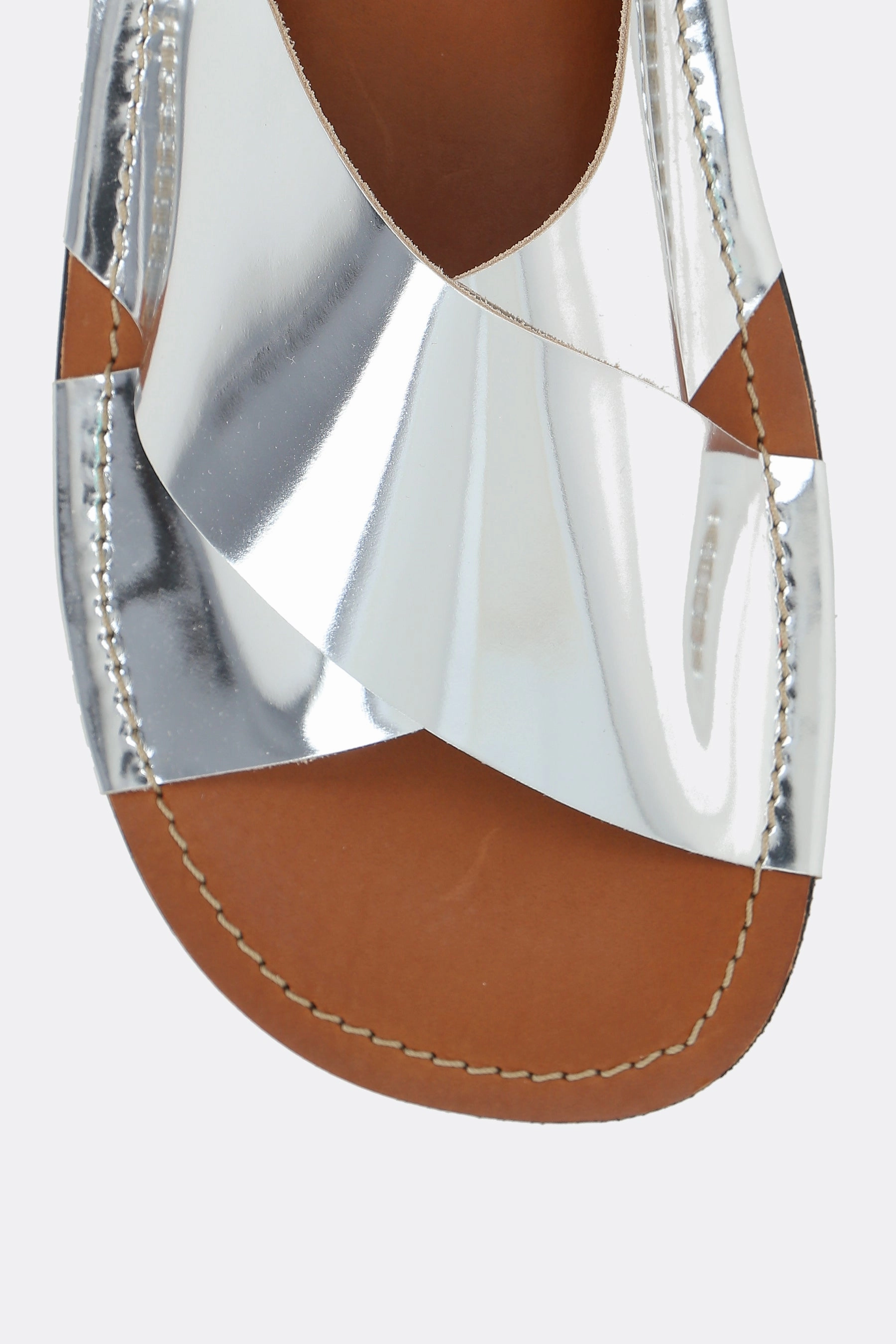 laminated leather slide sandals
