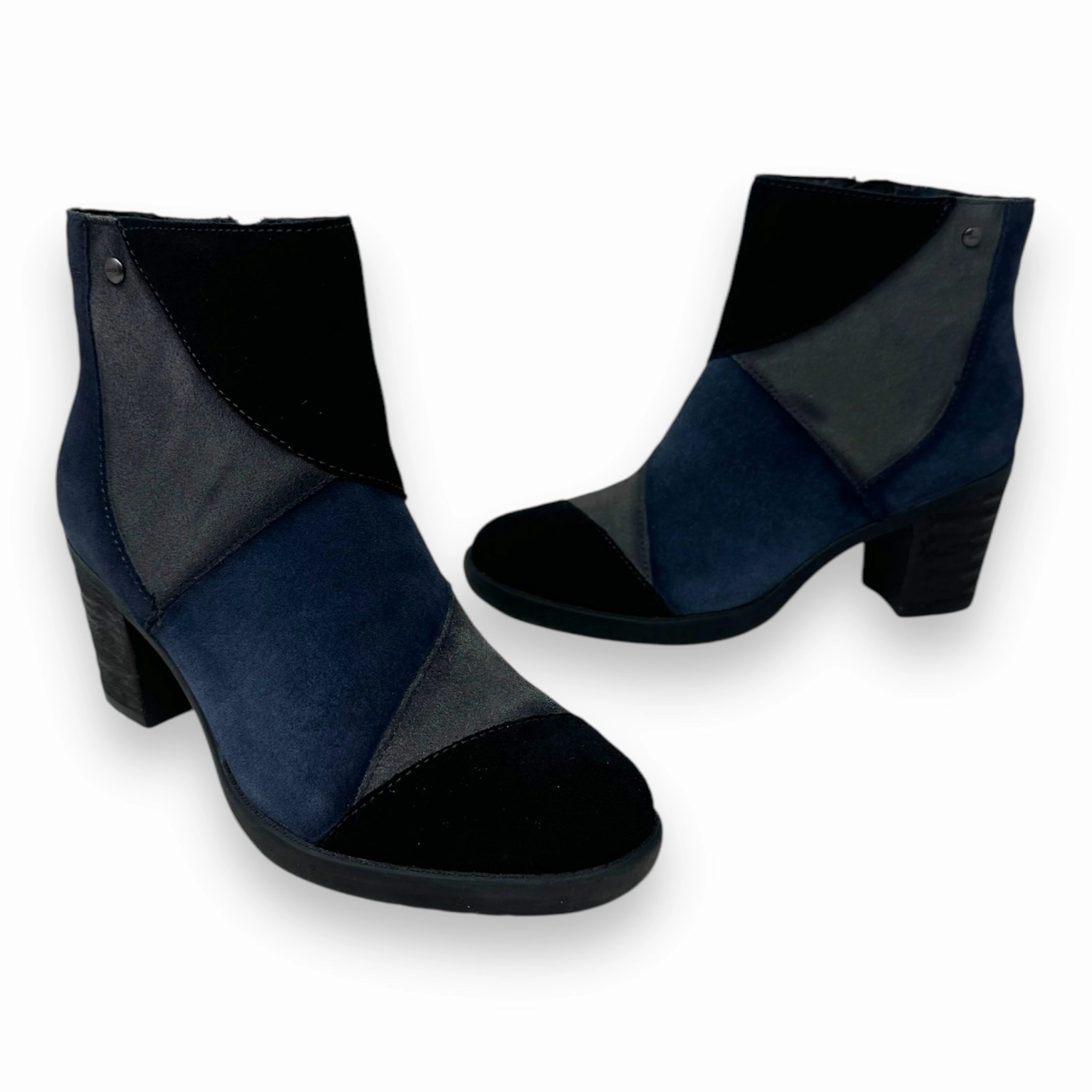 Malta Boots By Earth In Black, Grey & Blue Suede, Size: 7