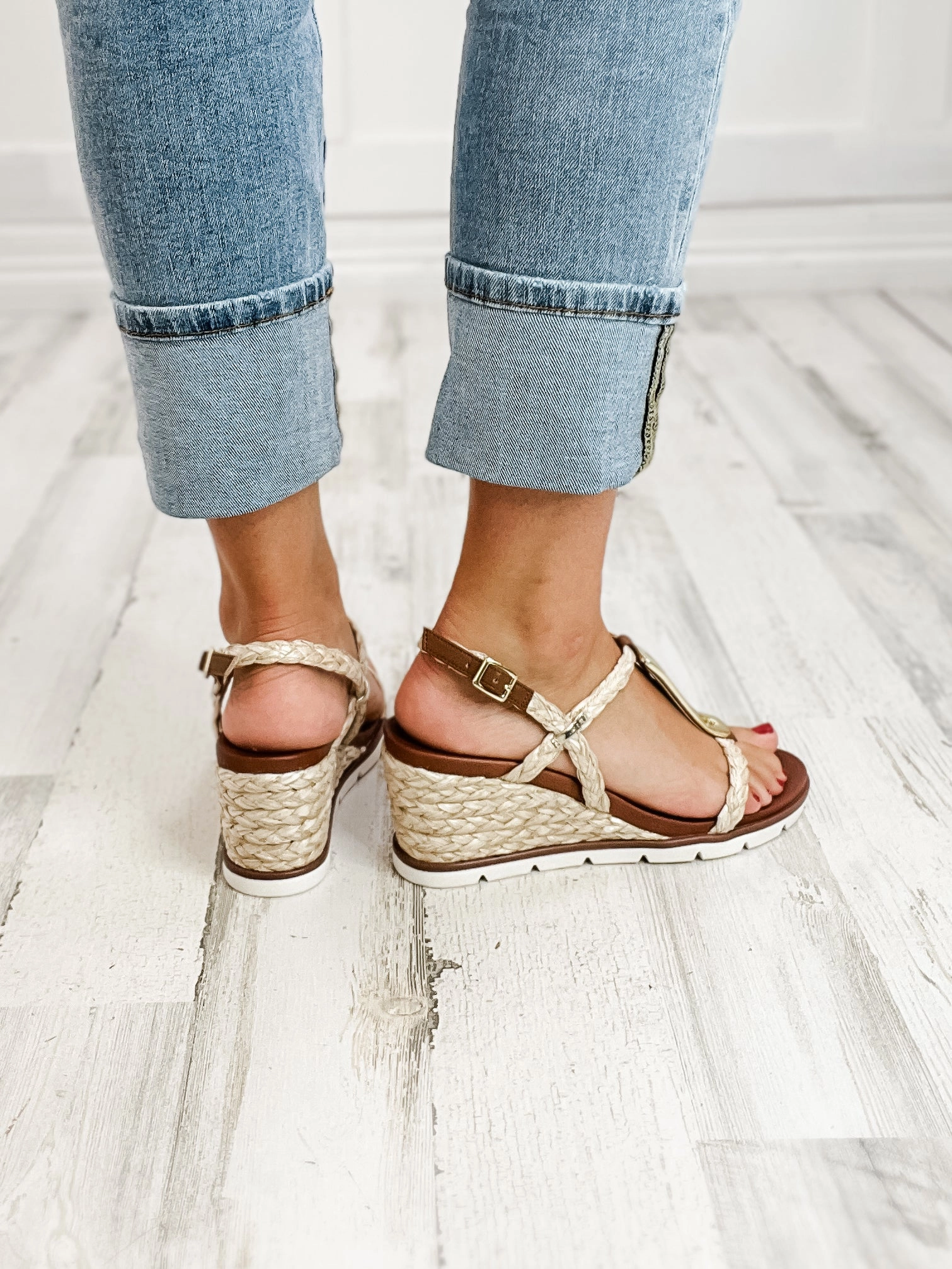 Mia Tyrah Wedge Sandals in Natural