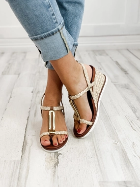 Mia Tyrah Wedge Sandals in Natural