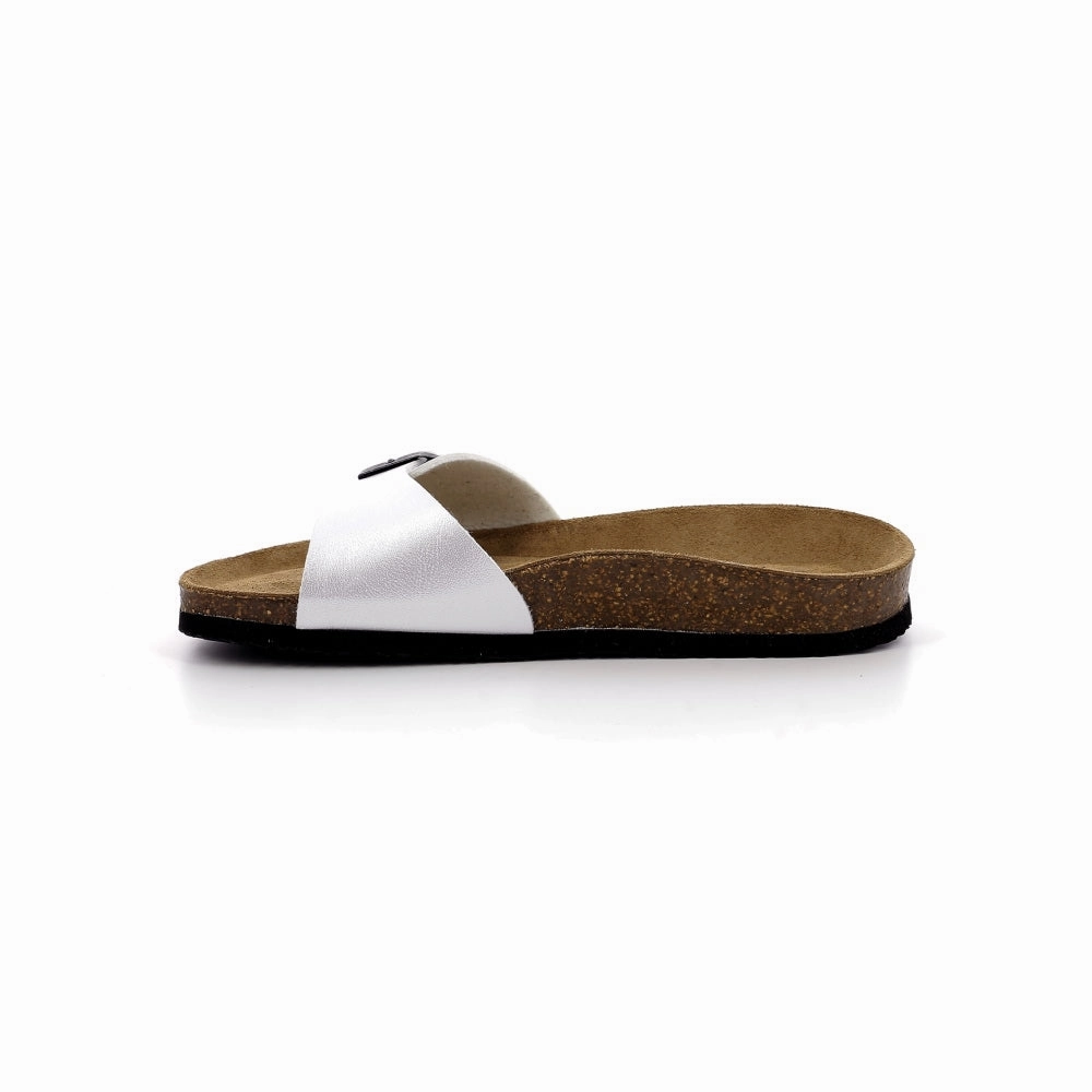 Pair of white leather and cork mules