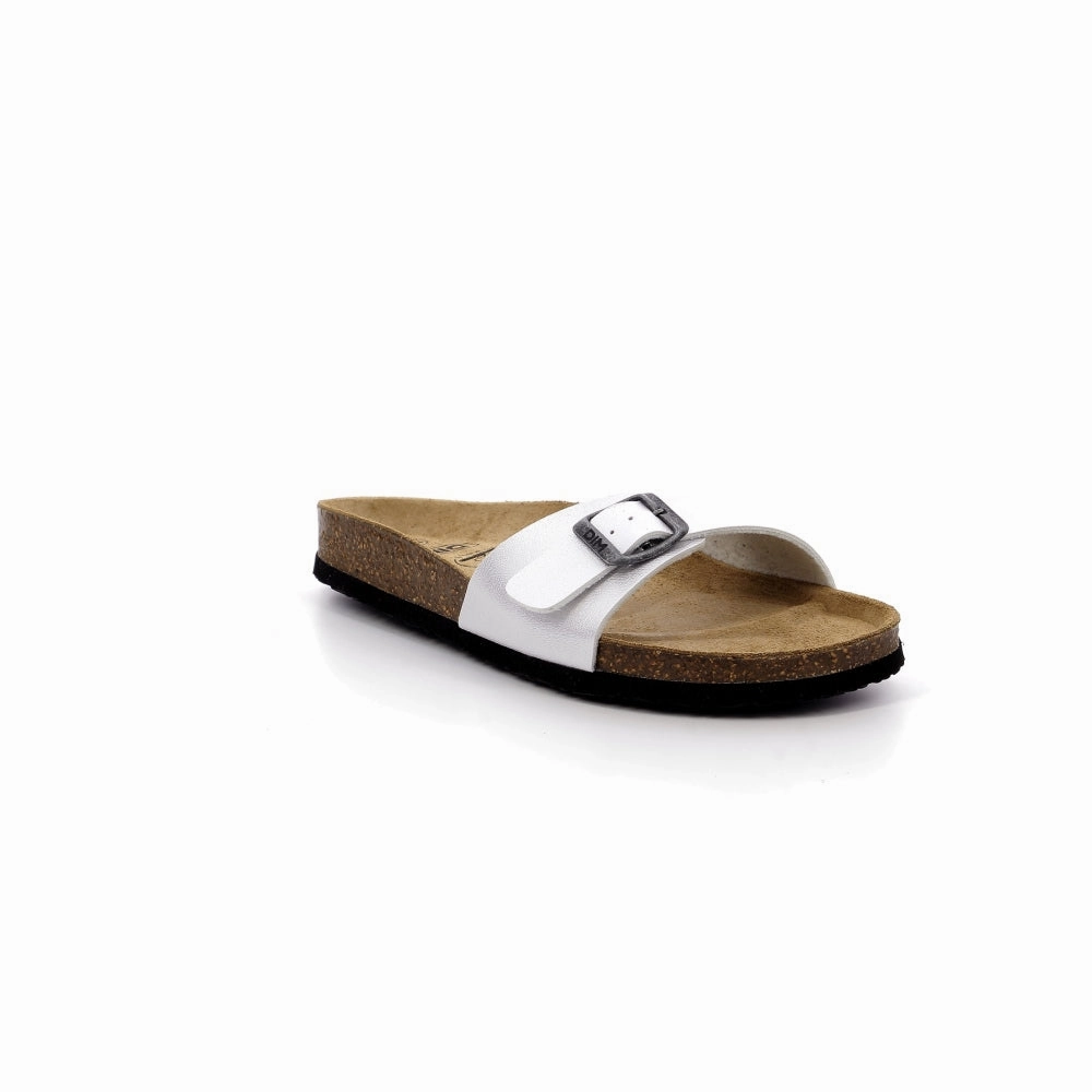 Pair of white leather and cork mules