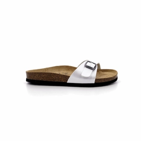 Pair of white leather and cork mules