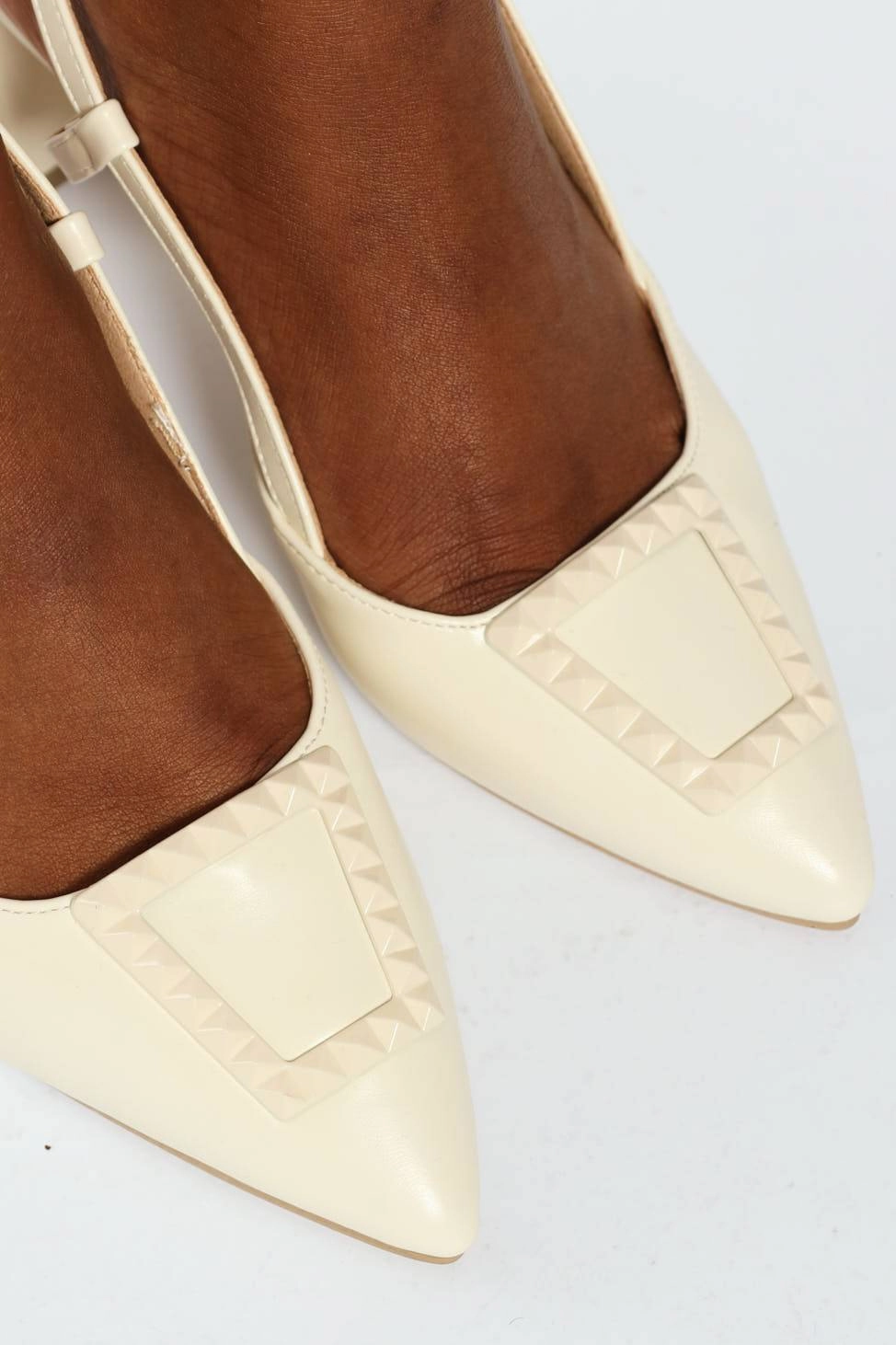 Pointy Block Heel - Off White