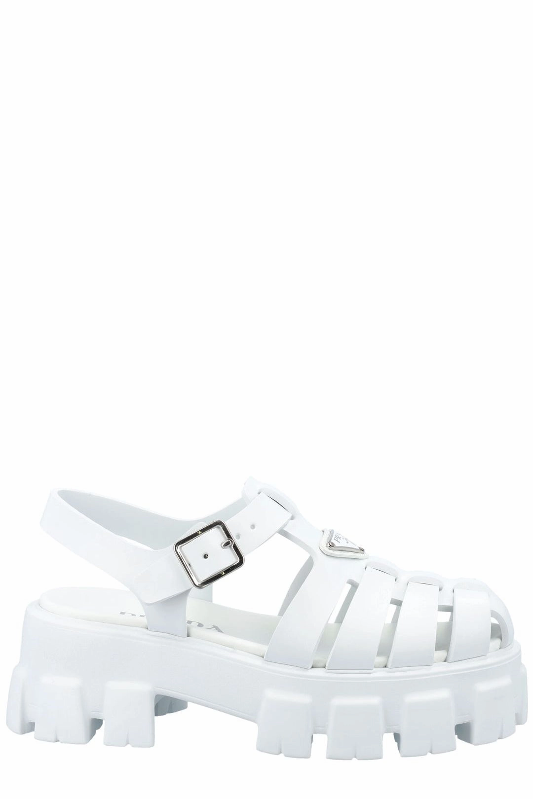Prada Foam Logo Patch Round Toe Sandals