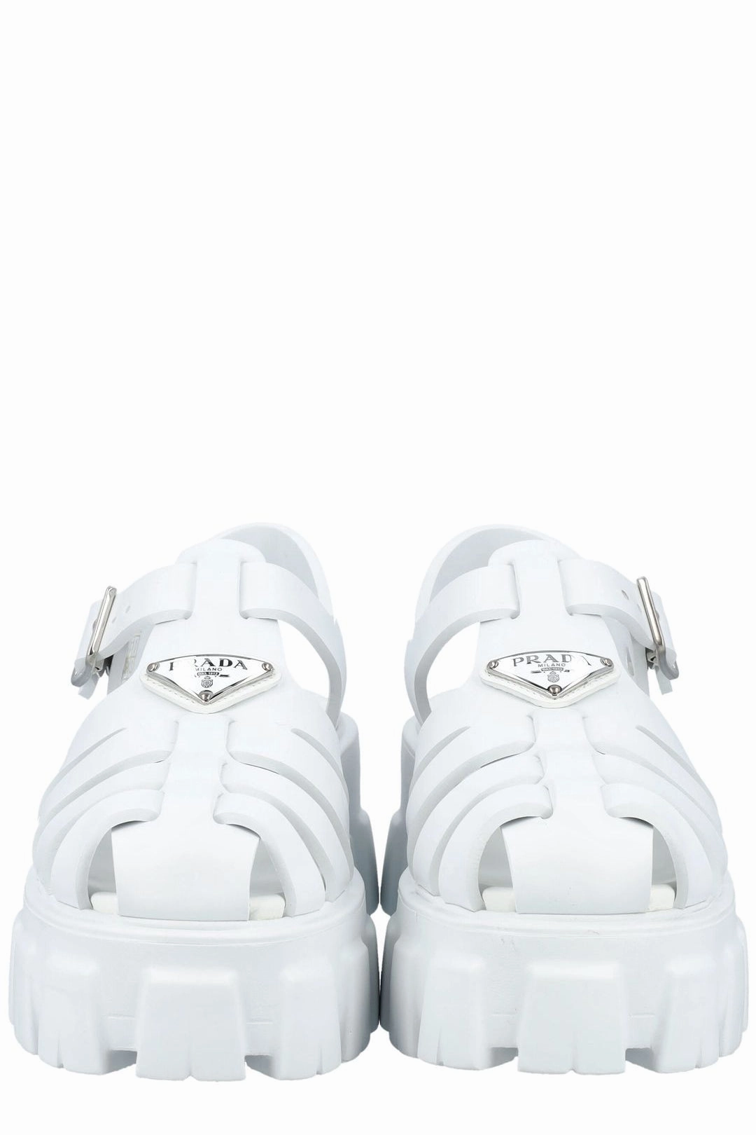 Prada Foam Logo Patch Round Toe Sandals