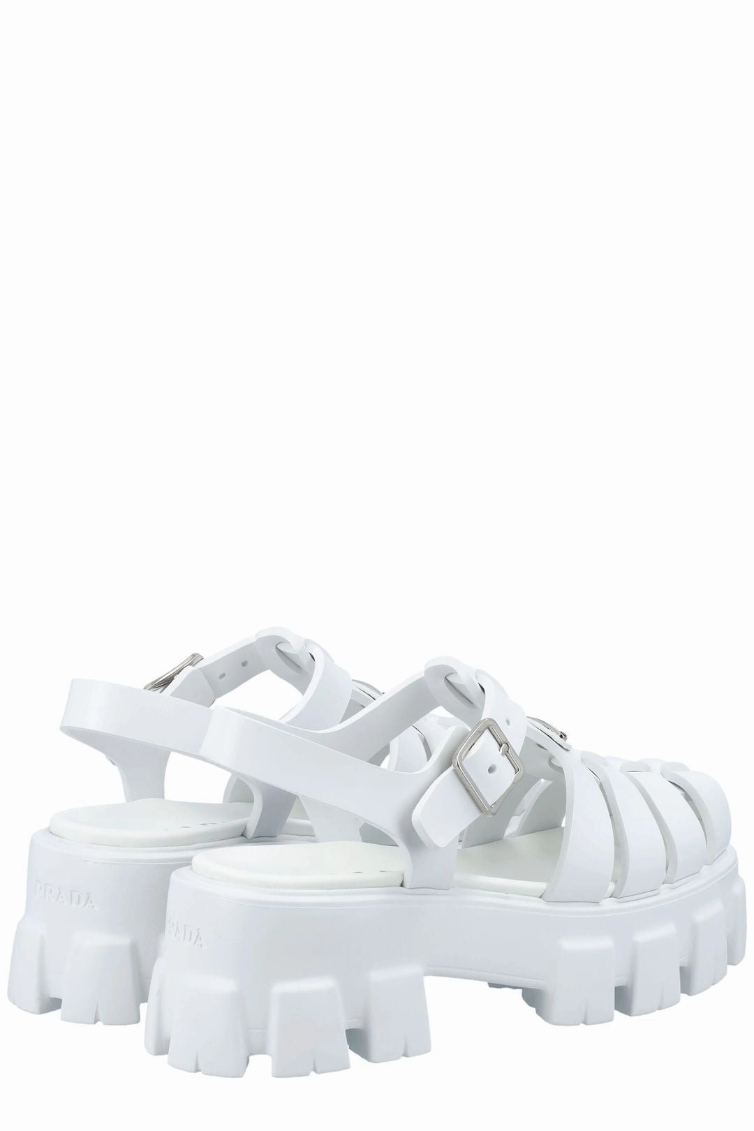 Prada Foam Logo Patch Round Toe Sandals