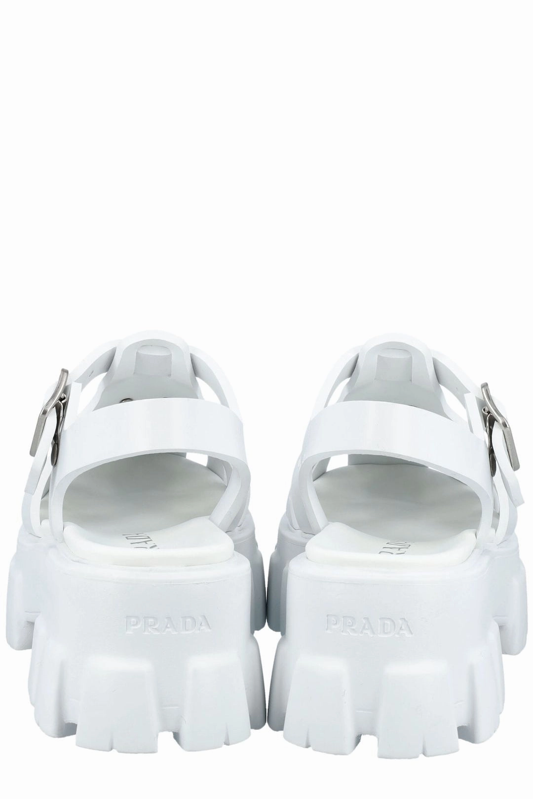 Prada Foam Logo Patch Round Toe Sandals