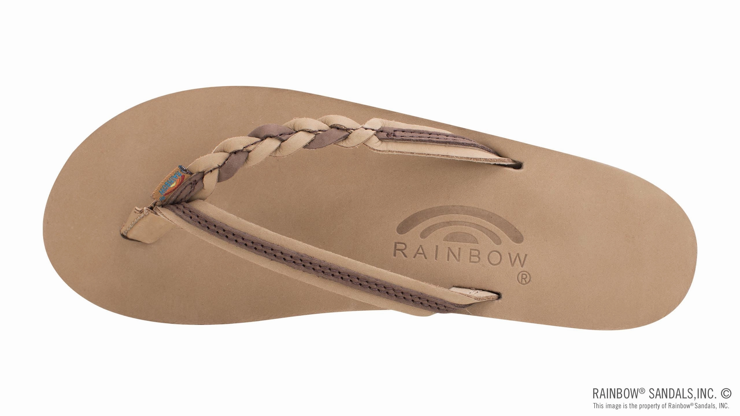Rainbow Sandals Flirty Braidy - Single Layer Premier Leather 1/2" Narrow Strap with Braid