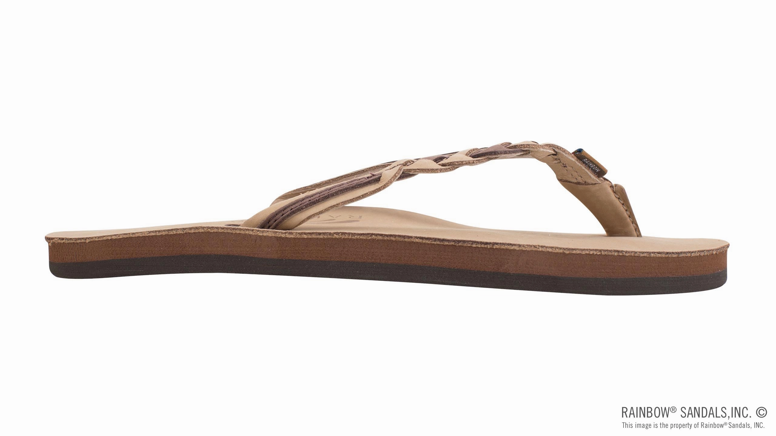 Rainbow Sandals Flirty Braidy - Single Layer Premier Leather 1/2" Narrow Strap with Braid
