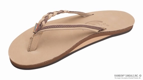 Rainbow Sandals Flirty Braidy - Single Layer Premier Leather 1/2" Narrow Strap with Braid