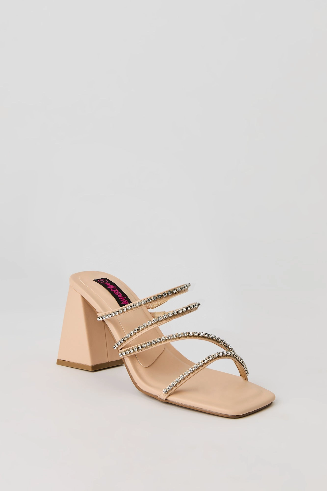 Rhinestone Strappy Block Heel