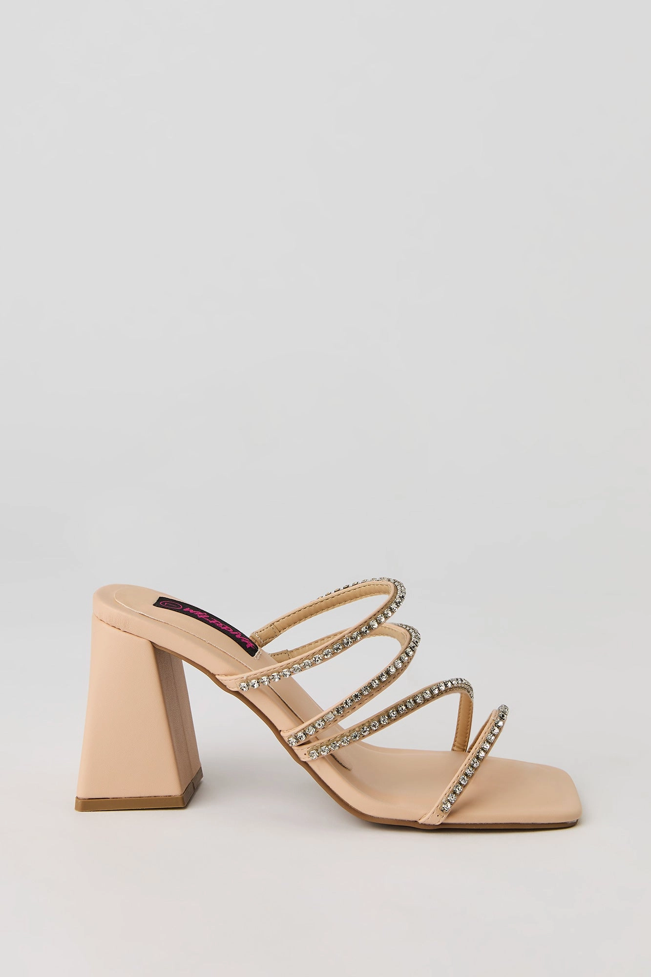 Rhinestone Strappy Block Heel