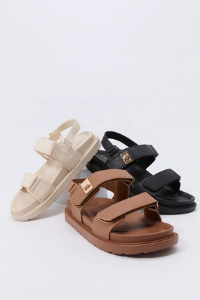 Sandales en similicuir avec bandes Velcro