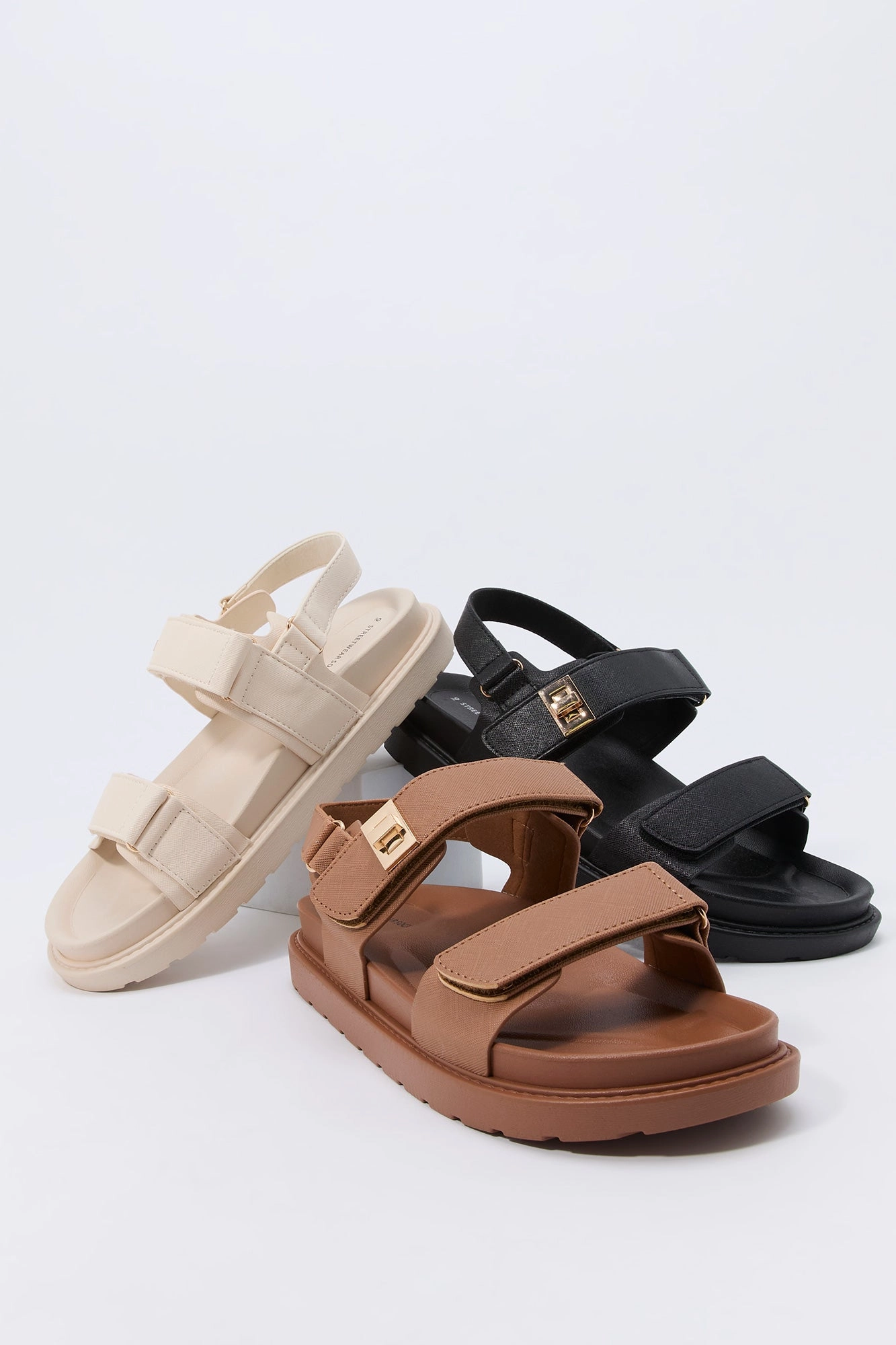Sandales en similicuir avec bandes Velcro