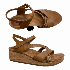 Sandals Heels Block By Bare Traps In Tan, Size:10