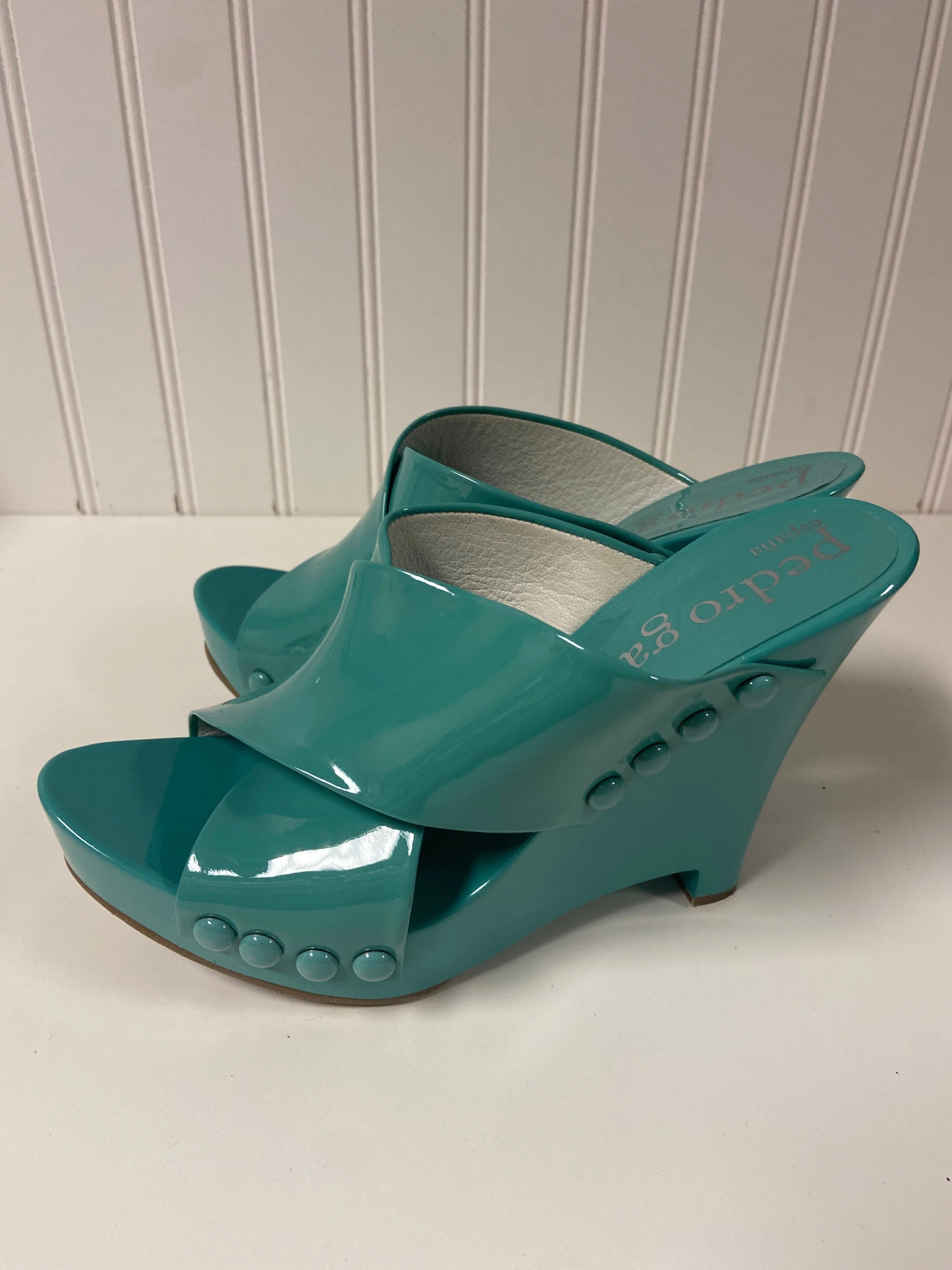 Sandals Heels Block By Cmb In Teal, Size: 6