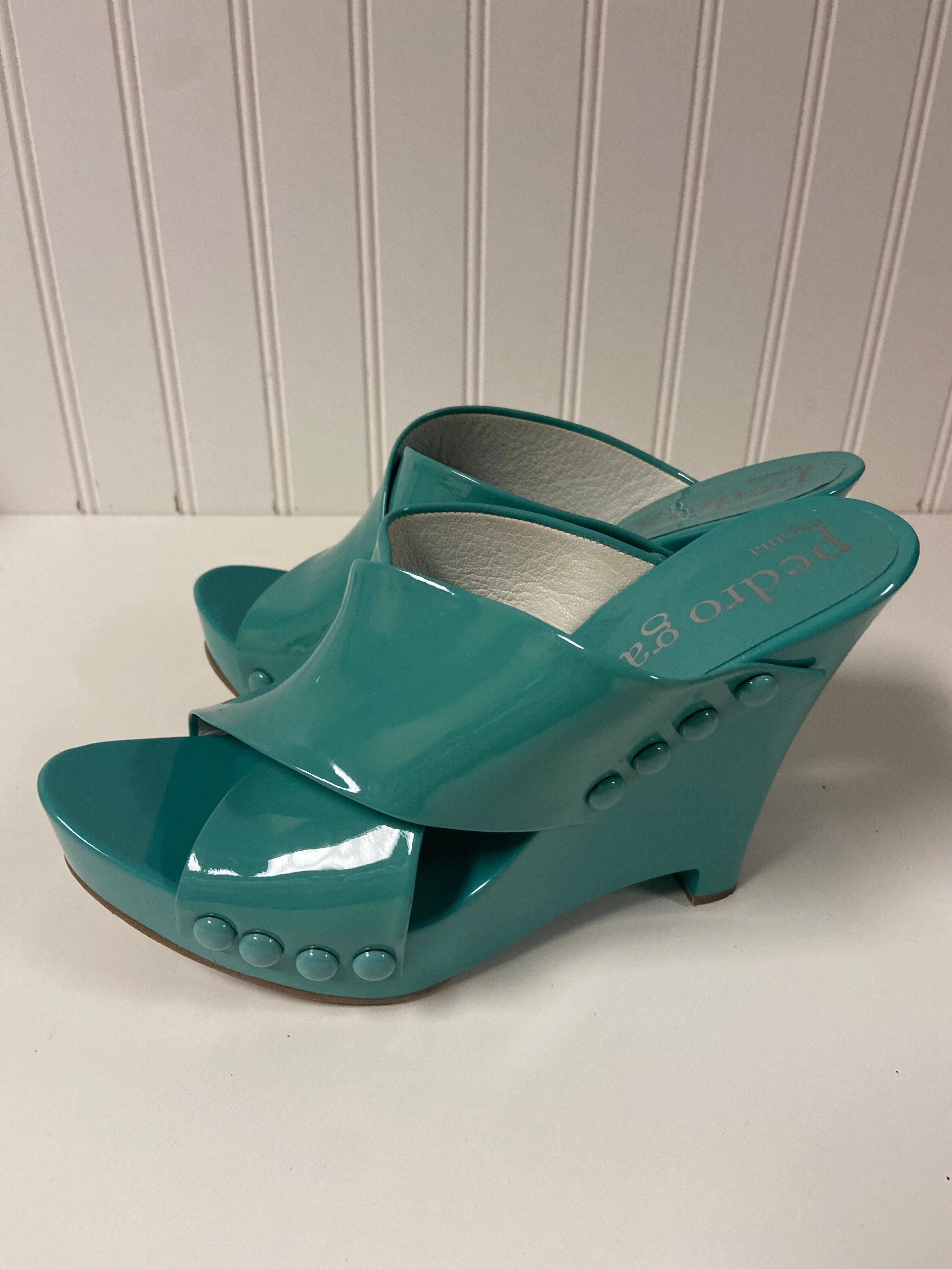 Sandals Heels Block By Cmb In Teal, Size: 6