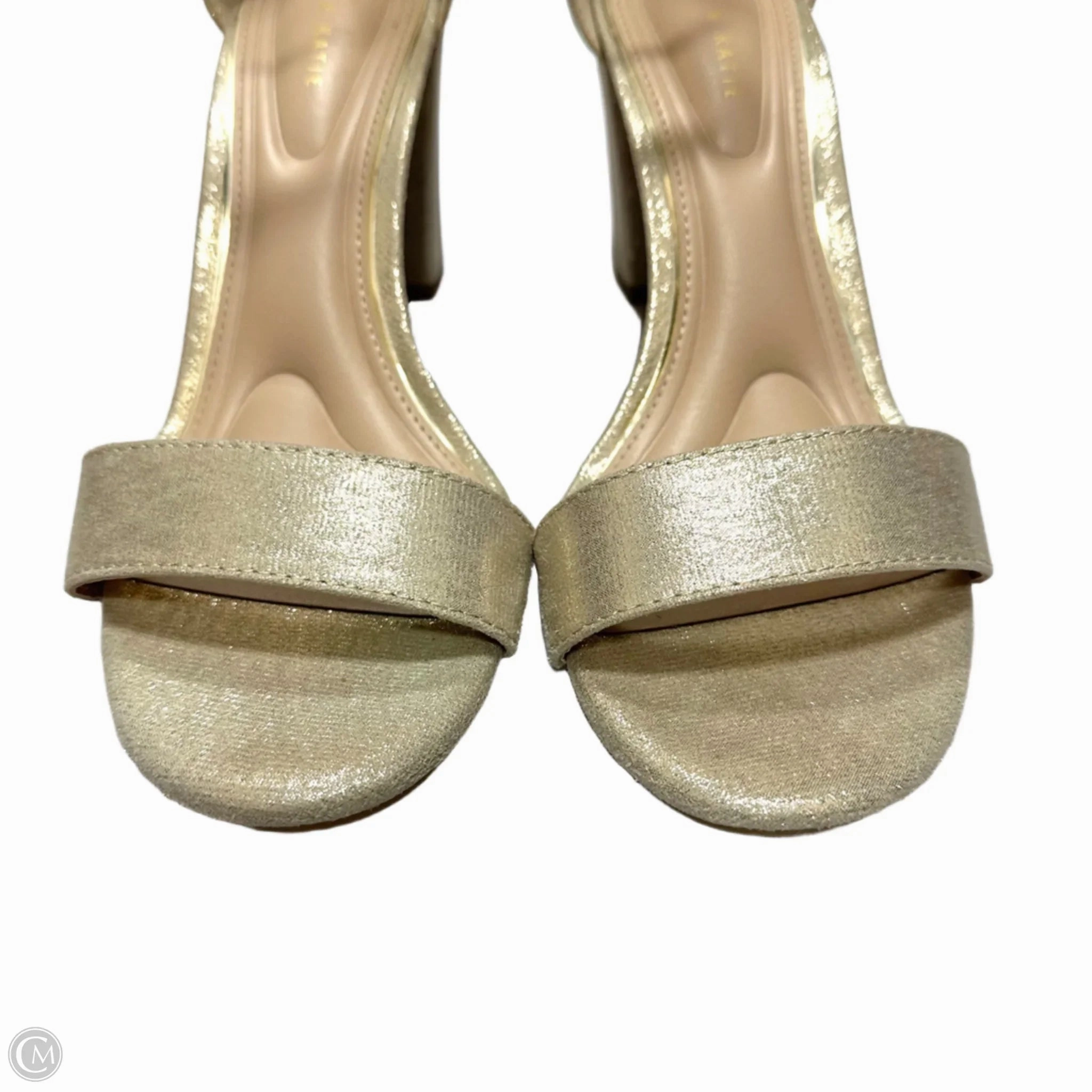 Sandals Heels Block By Kelly And Katie In Gold, Size: 8.5