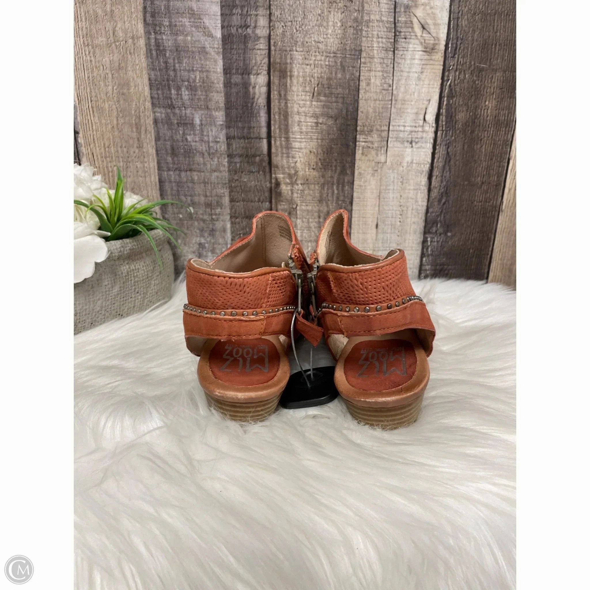 Sandals Heels Block By Miz Mooz In Orange, Size: 8