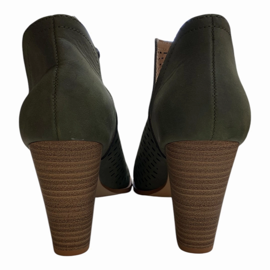 Sandals Heels Block By Restricted In Green, Size:8.5
