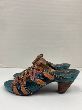 Sandals Heels Kitten By Spring Step In Green, Size: 8.5