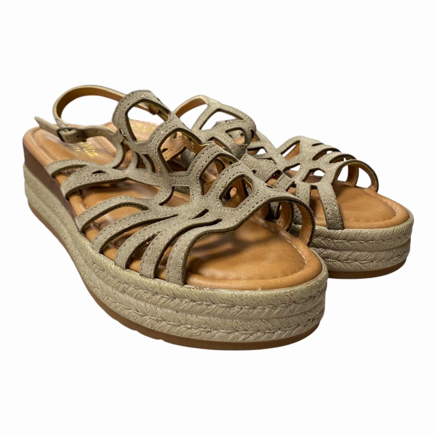 Sandals Heels Platform By Bella Vista In Tan, Size:9