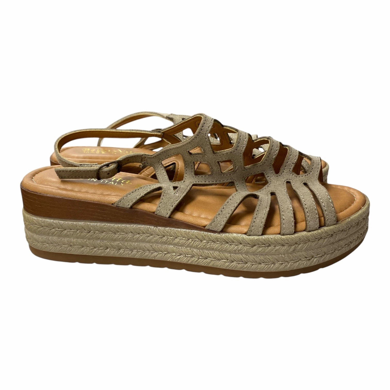 Sandals Heels Platform By Bella Vista In Tan, Size:9